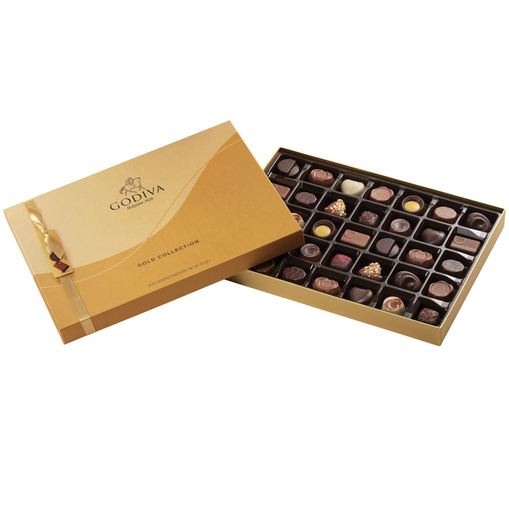 ASSORTED CHOCOLATE GOLD GIFT BOX, 35 PCS GODIVA Chocolates UK