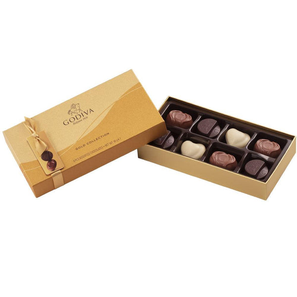Assorted Chocolate Gold Gift Box, 8 pc - GODIVA Chocolates UK
