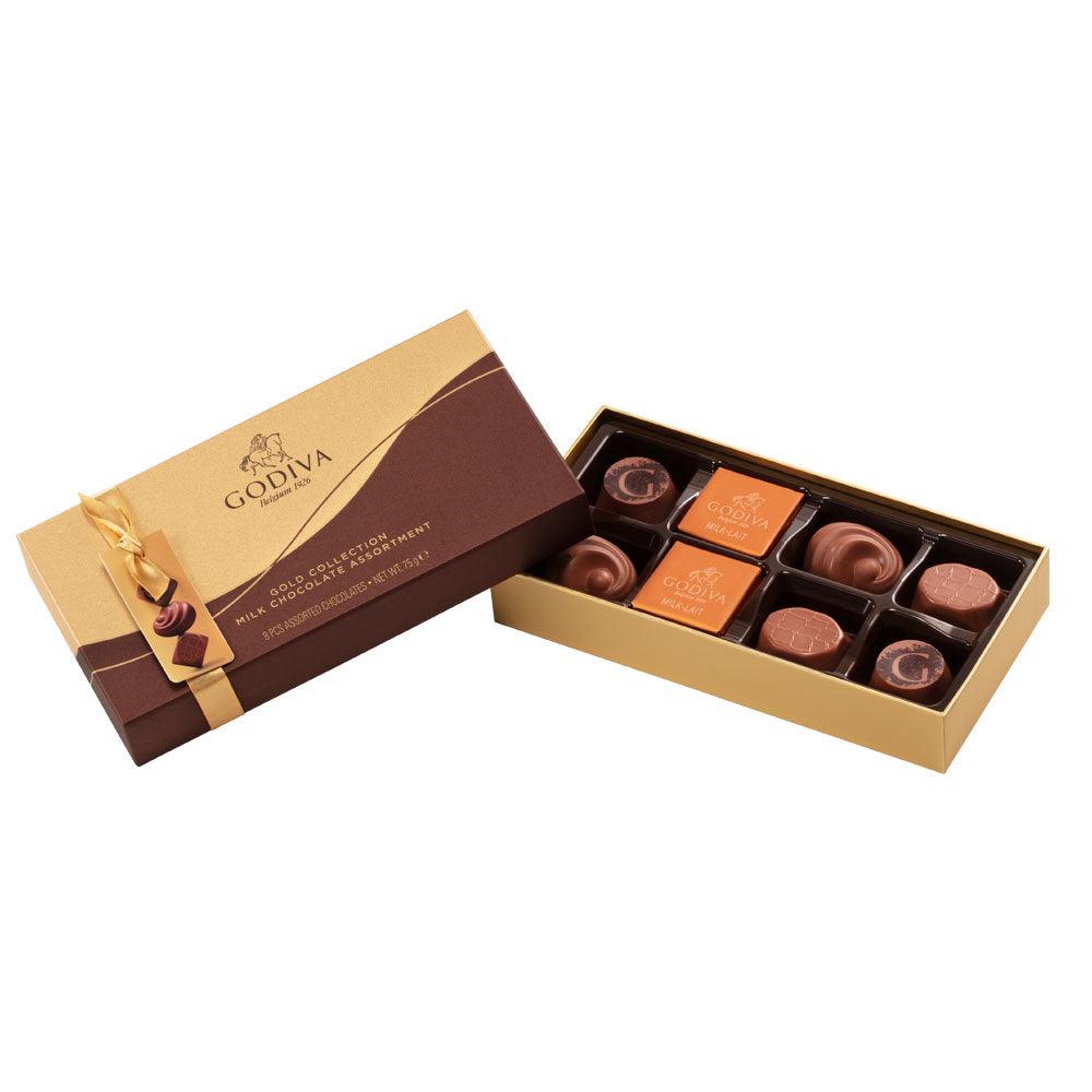 Milk Chocolate Assorted Box 8pc GODIVA Chocolates UK milk-chocolate-assorted-box-8pc-godiva-chocolates-uk